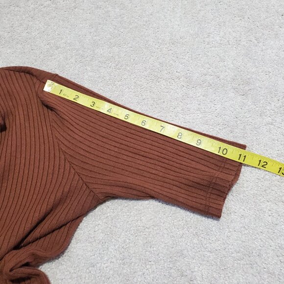 REFORMATION Thomas Knit Top Shirt Ribbed Collared V-Neck Chestnut Women's Small - Picture 14 of 14